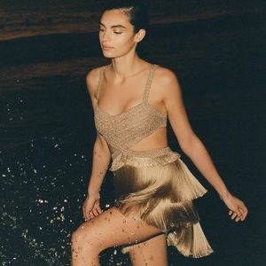 Patbo METALLIC FRINGE TRIM MINI DRESS (SS22 RUNWAY)